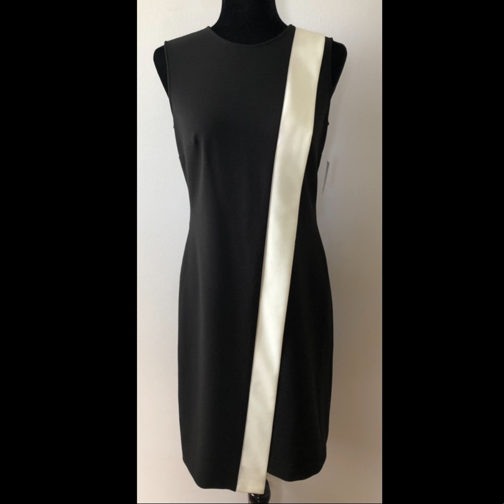 Donna Morgan Black Dress w/White Stripe Size 4 NWT